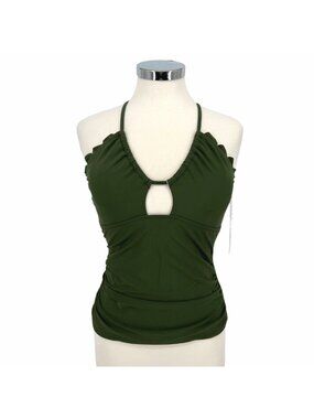 Beachsissi Cutout Tankini Swimsuit Two Piece Dark Olive Green Size Medium NWT